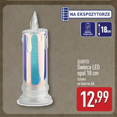 Świeca LED opal 18 cm Subito promocja w Aldi