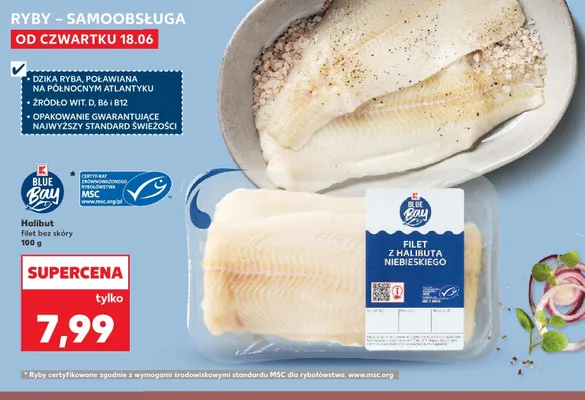 Halibut filet bez skóry Blue Bay promocja w Kaufland