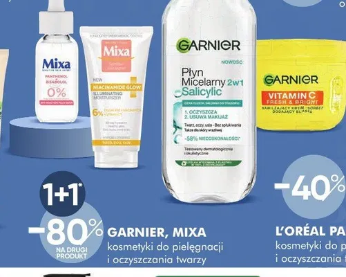 Kosmetyki do pielęgnacji i oczyszczania twarzy GARNIER, MIXA promocja w Super-Pharm