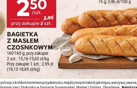 Bagietka z masłem czosnkowym promocja w Stokrotka