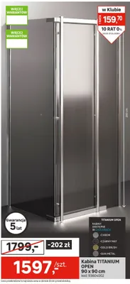 Kabina TITANIUM OPEN 90 x 90 cm promocja w Leroy Merlin