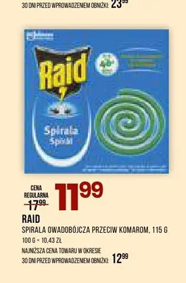 Spirala owadobójcza przeciw komarom Raid promocja w Drogerie Natura