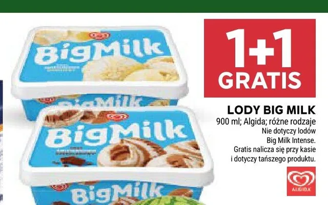 Lody Big Milk Algida promocja w Stokrotka