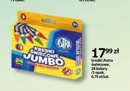 Kredki świecowe Astra Jumbo 24 kolory promocja w Empik