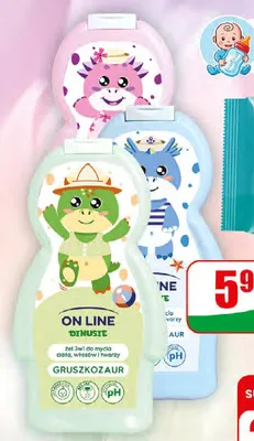 Żel do mycia 3w1 On Line Dinusie Truskawkozaur promocja w Dino