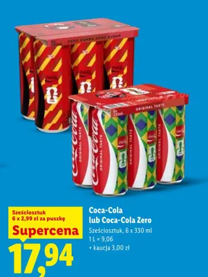 Napój gazowany Coca-Cola sześciosztuk promocja w Lidl