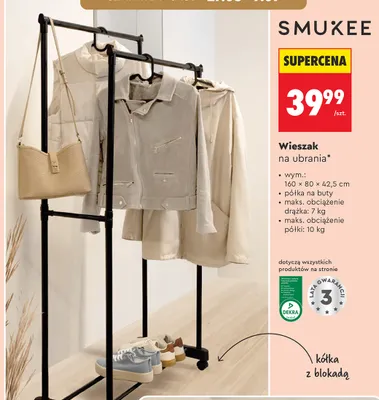 Wieszak na ubrania Smukee promocja w Biedronka