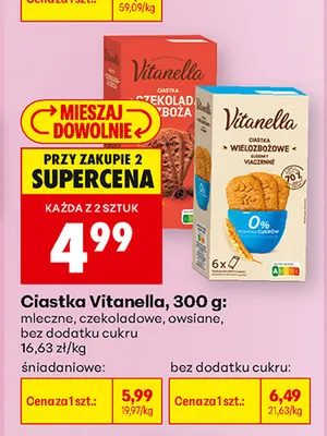 Ciastka śniadaniowe mleczne Vitanella promocja w Biedronka