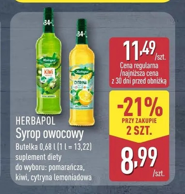 Syrop owocowy Herbapol promocja w Aldi