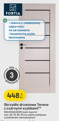 Skrzydło drzwiowe Fortia Toreno z czarnymi szybkami promocja w Castorama