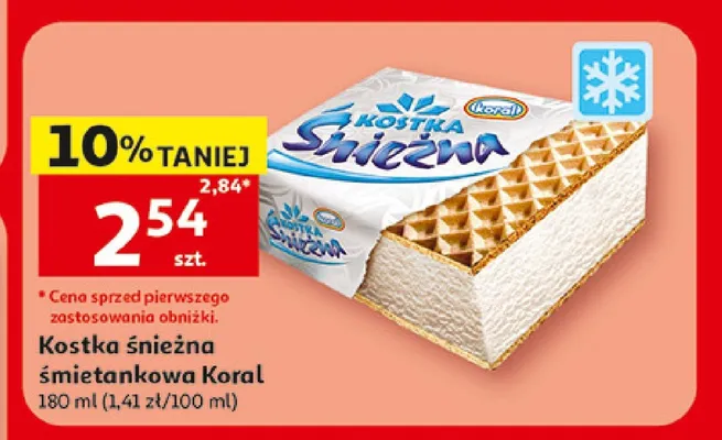 Lody Kostka Śnieżna śmietankowa Koral promocja w Auchan