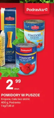 Pomidory w puszce całe bez skórki Podravka promocja w Chorten