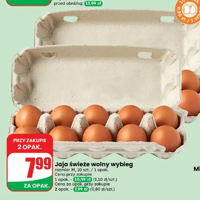 Jajka kurze świeże z wolnego wybiegu rozmiar M promocja w Dino
