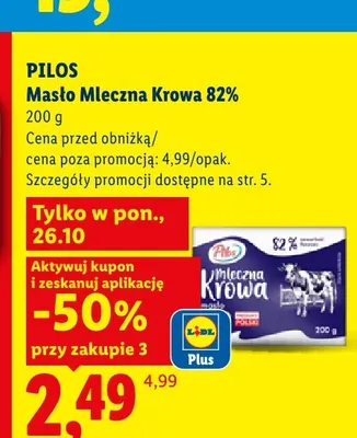 Masło Mleczna Krowa Pilos 82% promocja w Lidl