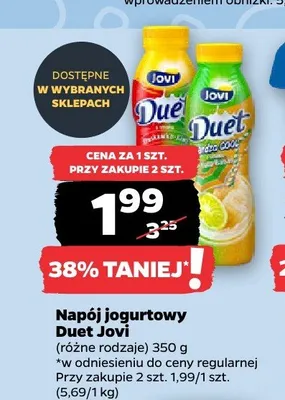 Napój jogurtowy Duet Jovi promocja w Netto