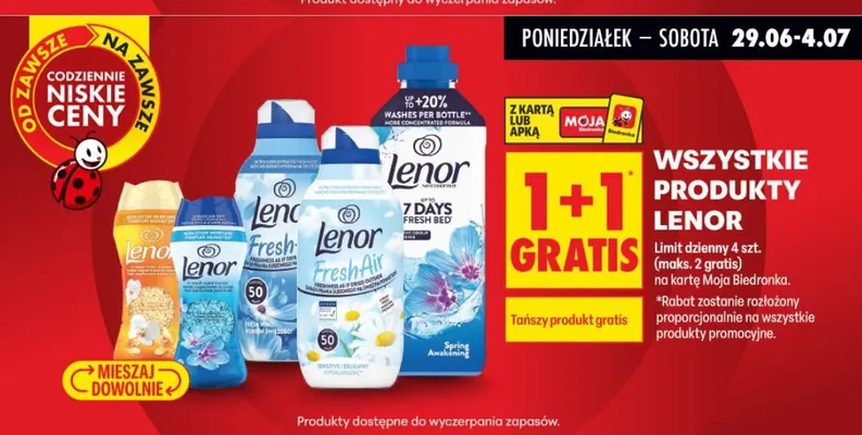 Płyn do płukania tkanin Lenor Fresh Air Effect Sensitive promocja w Biedronka