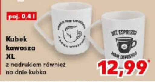 Kubek kawosza XL z nadrukiem również na dnie i lubka promocja w Kaufland