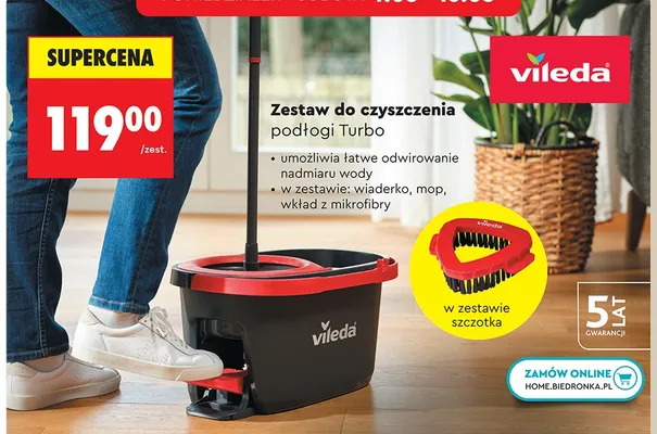 Zestaw do czyszczenia podłogi Turbo Vileda promocja w Biedronka