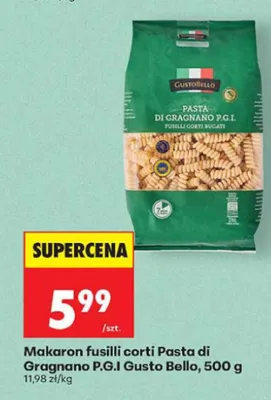 Makaron fusilli corti Pasta di Gragnano P.G.I. Gusto Bello promocja w Biedronka
