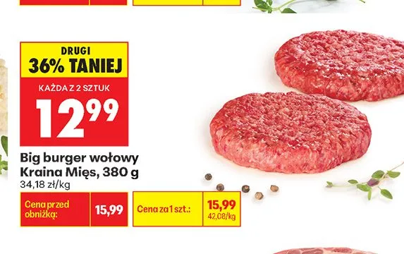 Big burger wołowy Kraina Mięs promocja w Biedronka