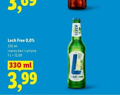 Piwo bezalkoholowe Lech Free czarny bez i cytryna promocja w Lidl