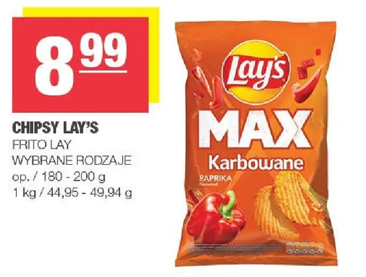 Chipsy Frito Lay wybrane rodzaje promocja w SPAR