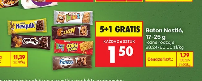 Baton, różne rodzaje 5+1 GRATIS promocja w Biedronka