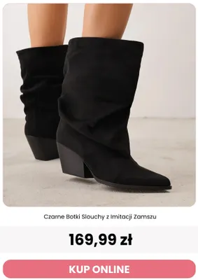 Czarne botki Slouchy z imitacji zamszu Renee promocja w Renee