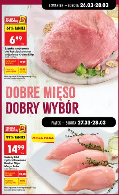 Szynka wieprzowa bez kości pakowana próżniowo promocja w Biedronka