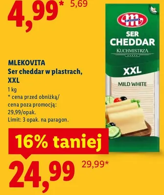Ser cheddar w plastrach XXL promocja w Lidl