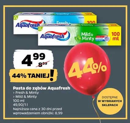 Pasta do zębów Aquafresh Mild & Minty promocja w Netto