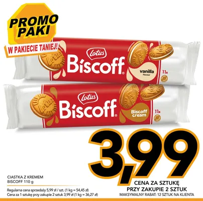 Ciastka z kremem Lotus Biscoff vanilla promocja w Kupiec