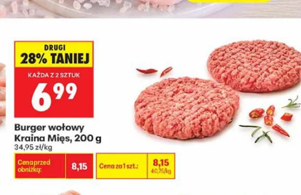 Burger wołowy Kraina Mięs promocja w Biedronka