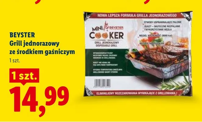 Grill jednorazowy ze środkiem gaśniczym Beyster promocja w Lidl