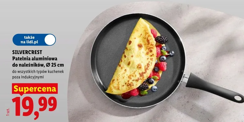 Patelnia aluminiowa do naleśników Silvercrest 25cm promocja w Lidl