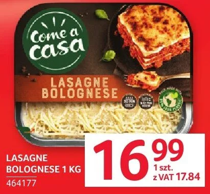 Lasagne bolognese Come a Casa promocja w Selgros