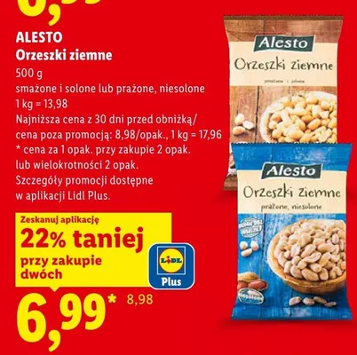 Orzeszki ziemne smażone i solone Alesto promocja w Lidl