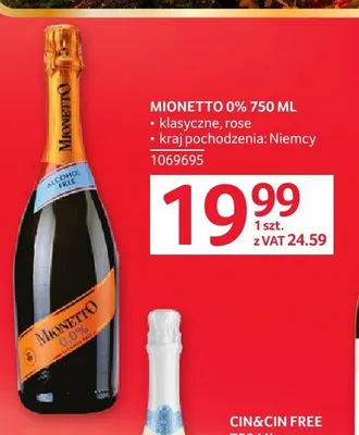 Wino bezalkoholowe Mionetto 0% rose Niemcy promocja w Selgros