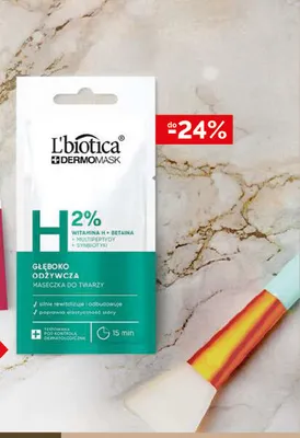 Maseczka do twarzy L'biotica Dermomask głęboko odżywcza z witaminą H promocja w Ziko Dermo