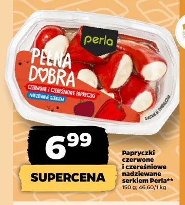 Papryczki czerwone i czereśniowe nadziewane serkiem Perla promocja w Netto