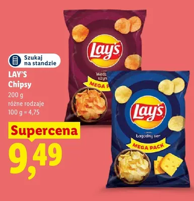 Chipsy Lay's Wędzona szynka Mega Pack promocja w Lidl