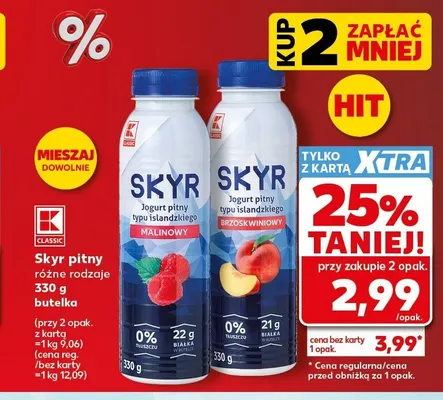 Skyr pitny jogurt pitny typu islandzkiego brzoskwiniowy promocja w Kaufland