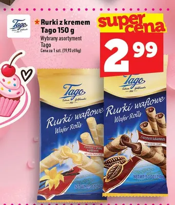 Rurki z kremem o smaku waniliowym Tago promocja w TOPAZ