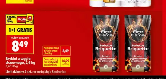Brykiet z węgla drzewnego Fire Flame promocja w Biedronka