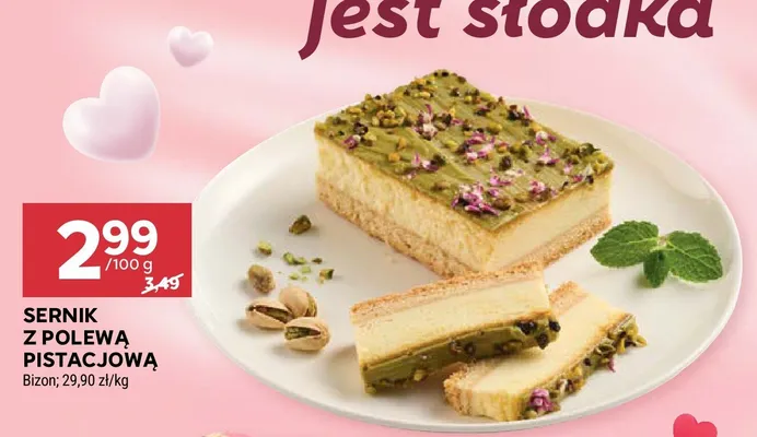 Sernik z polewą pistacjową promocja w Stokrotka