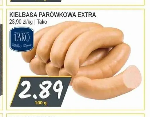 Kiełbasa parówkowa extra Tako promocja w Słoneczko
