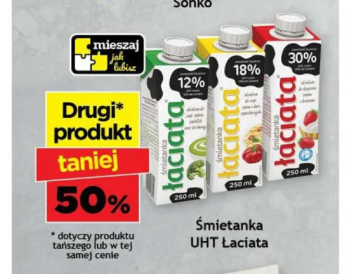 Śmietanka UHT Łaciata 30% promocja w Gram Market