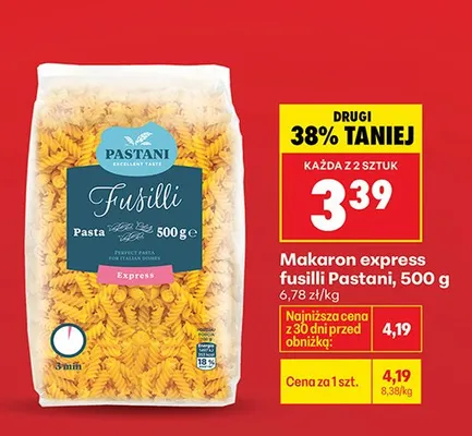 Makaron express fusilli promocja w Biedronka