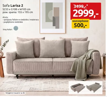Sofa Larisa 2 promocja w Black Red White