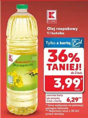 Olej rzepakowy 1l butelka promocja w Kaufland